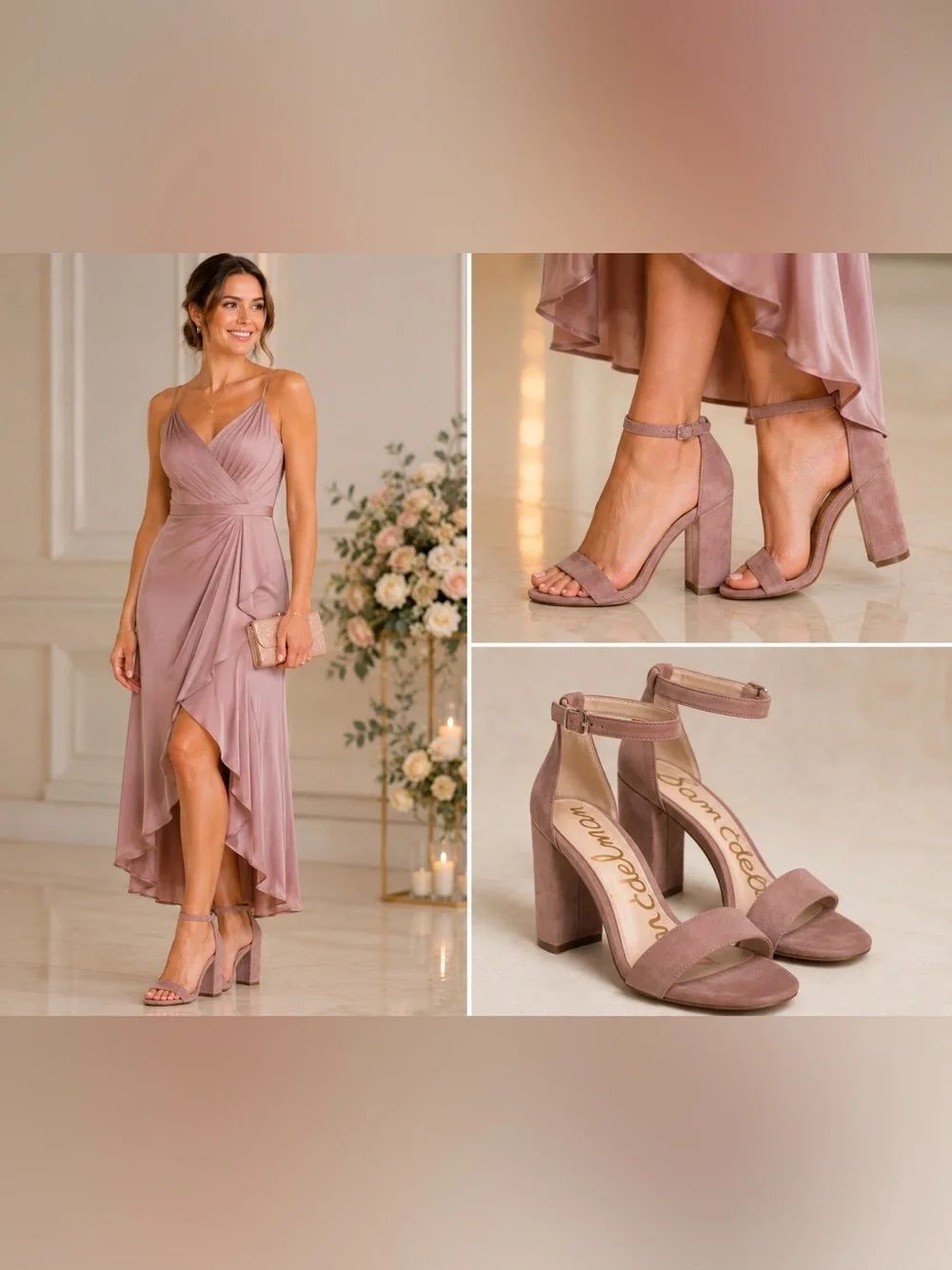 Sam Edelman Yaro Block Heel strap Sandal blush pink mauve Suede leather 7